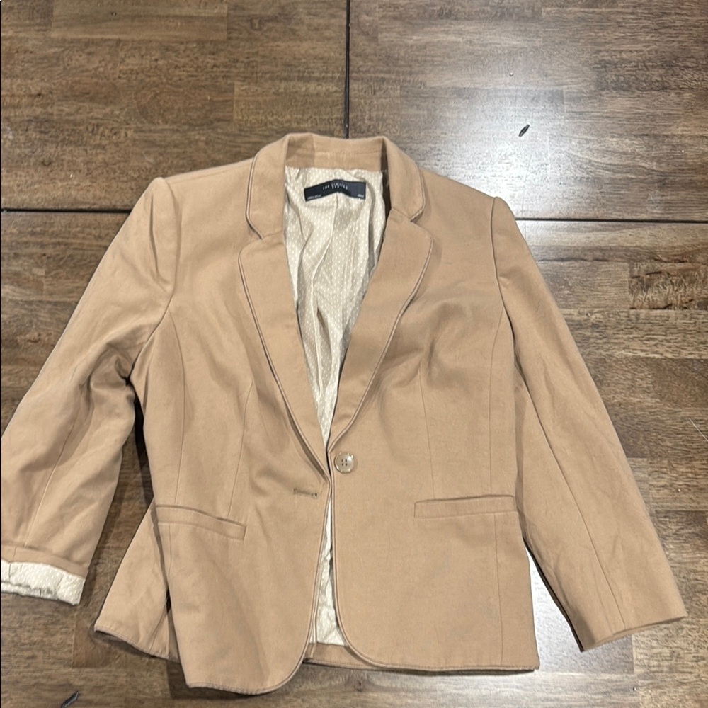 Tan Blazer with Button Closure